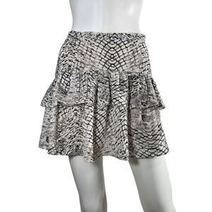 Dance & Marvel Skirt Women’s Medium Snakeskin Print Ruffled Mini Tan Grey